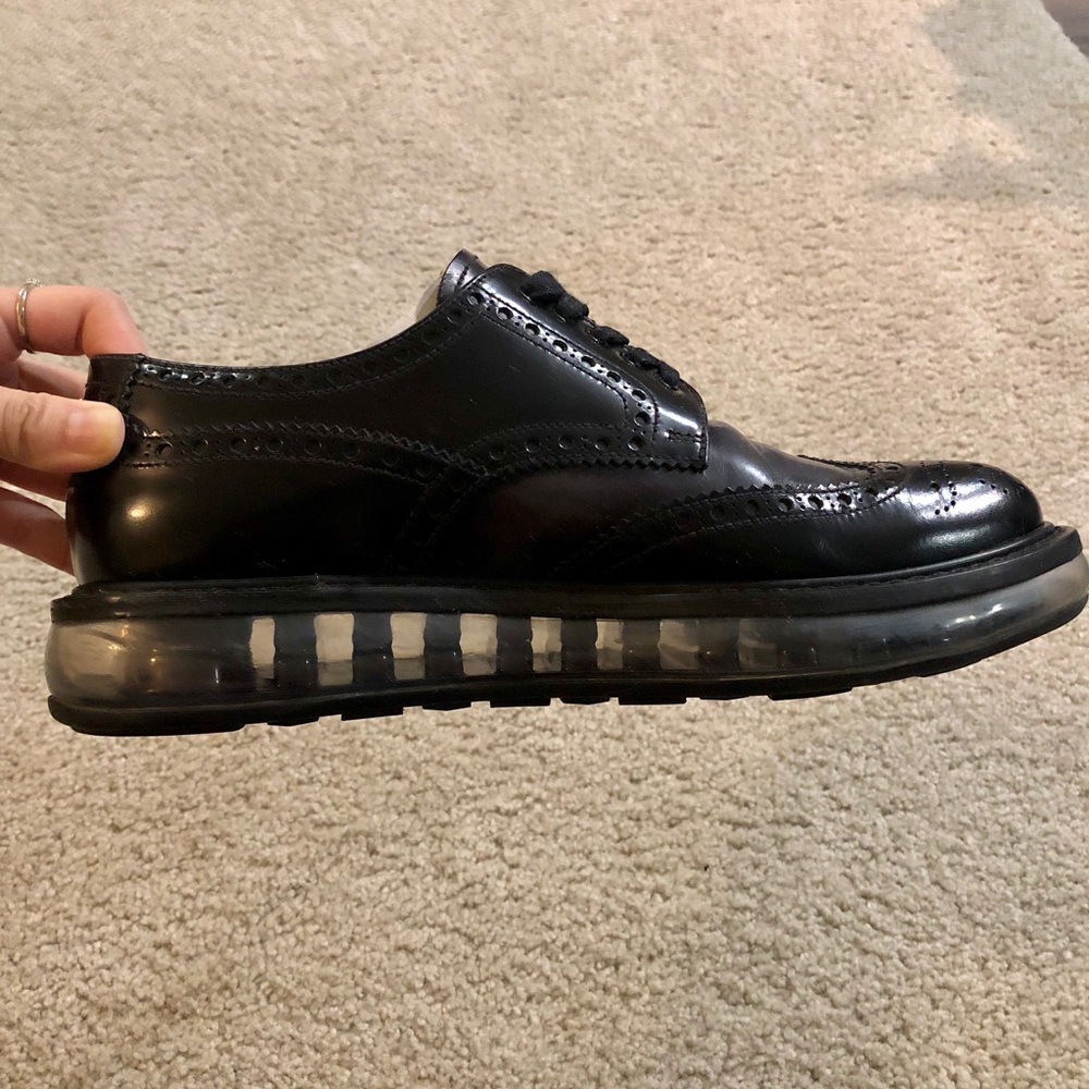 Prada Men/Brushed Leather Derby Shoes